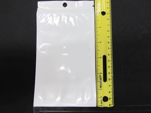 100 white mylar 4x7&#034; (10x18 cm) ziplock packaging bag/hang hole/clear front wl-3 for sale