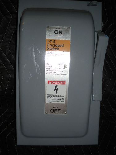 Siemens ITE F352 60A amp fusible disconnect 600V 3P indoor