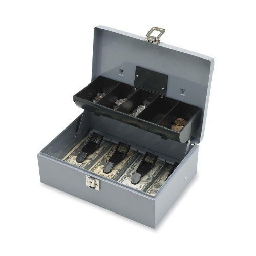 Sparco Cash Box, 5 Compartments, 11-3/8 x 7-1/2 x 3-3/8 Inches, Gray(SPR15507)