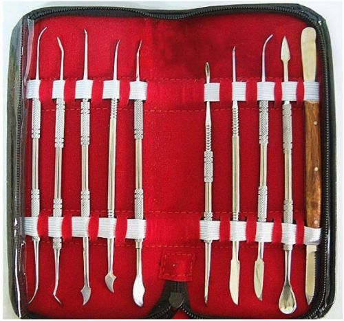 Dental Lab Tools Stainless Steel Kit Wax Carving Tool Set Instrument 10 Pcs/Bag