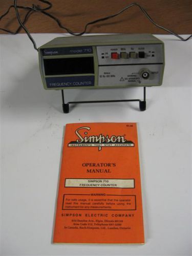 Vintage Simpson Frequency Counter Power Pack Operating Manual Model 710 Original