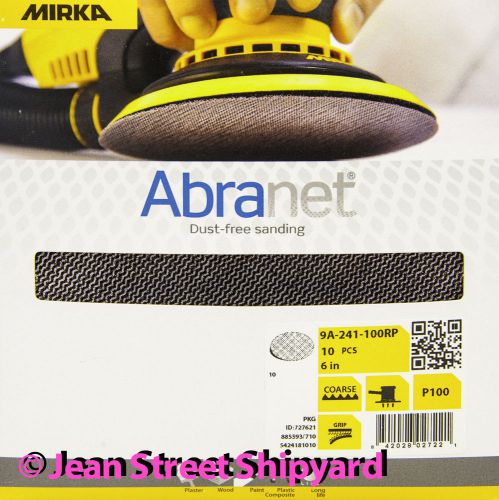 10 pk mirka abranet 6 in grip mesh dust free sanding disc 9a-241-100rp 100 grit for sale