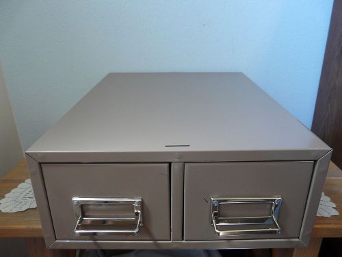 Steelmaster Tan/Brown Double Card File Drawers Fits 3&#039; by 5&#034; Cards Made in USA
