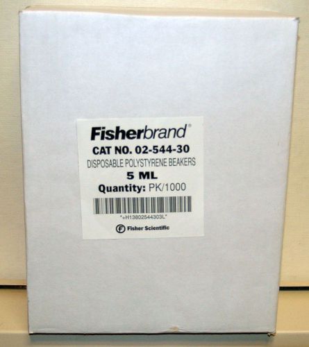 Case of 1000 Fisherbrand 02-544-30 Clear Disposable 5mL Polystyrene Beakers -NEW