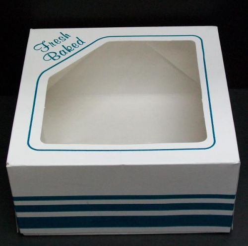 Lot of 10 Bakery Window Boxes 6 x 6 x 3 - White Fresh Baked