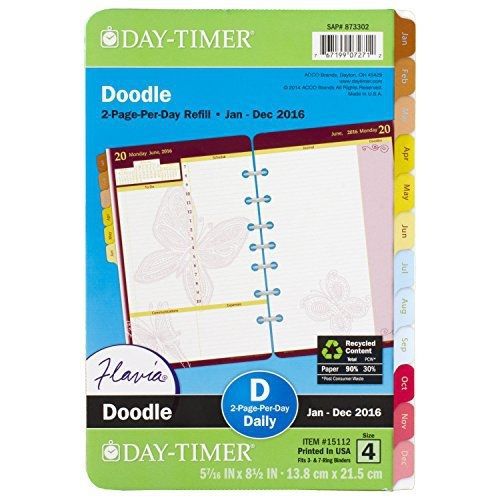 Daytimer doodle daily planner refill 2016, 5.5 x 8.5 inches page size for sale