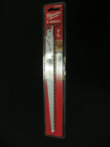 Milwaukee 5 Sawzall Bi-Metal Blades 9&#034; 6 TPI   48-00-5016 Super Sharp