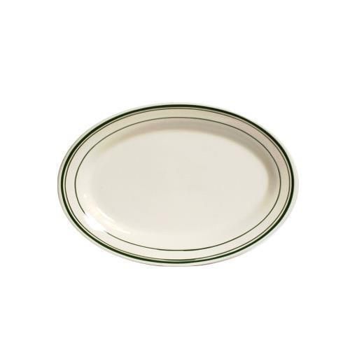 Tuxton TGB-034 Platter, 9-3/8&#034; X 6-1/2&#034;, Oval, Wide Rim, Rolled Edge, Green Bay