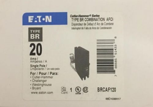 EATON CUTLER HAMMER BRCAF120 Single Pole Type BR Combination AFCI 20 Amp Breaker