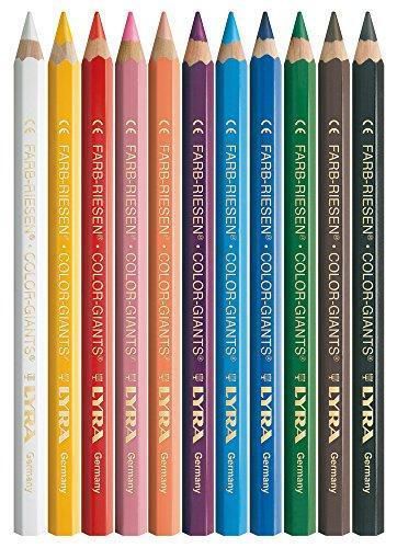 LYRA Color-Giants Lacquered Colored Pencils, 6.25mm Cores, Set of 12, Assorted