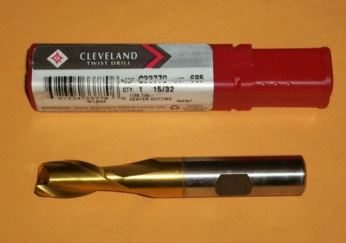 Cleveland 15/32 hss tin coated end mill 2 flute 13/16&#034; loc new for sale