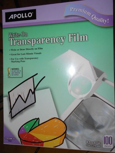 Apollo Write-On Transparency Film, 8.5 x 11 Inches, Clear, 100 Sheets