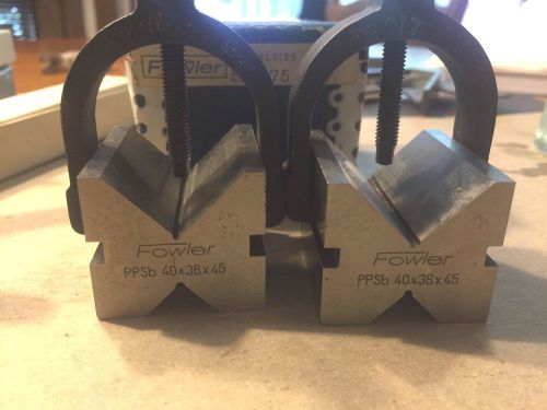 Two fowler v-blocks with clamps in original box 40x36x45mm for sale