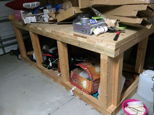 Wood Table!!! Huge!!! 3x8 foot work bench. Hvy 2x6 construction