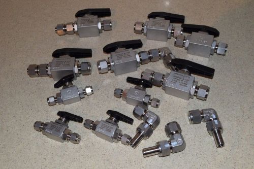 Ham-let valves lot of 13 total h5800ssl1/2pss, h6800ssl1/4pss &amp; more (#221) for sale