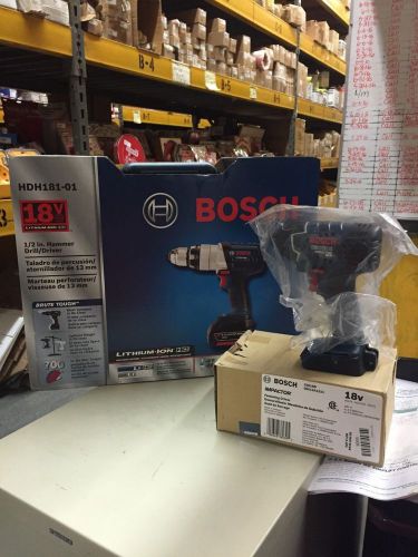 **nip** bosch hdh181-01 1/2&#034; hammer drill/driver kit 18volt lithium ion  w/extra for sale