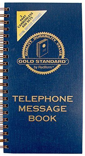 Rediform Gold Standard Telephone Message Book, 2.75 x 5 inches, 4 per Page, 600