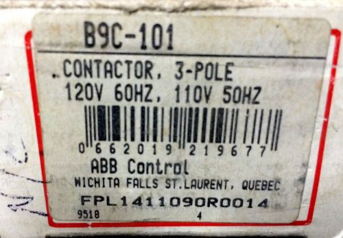 New ABB  B9-30-01 3 Pole Contactor / B9C-101