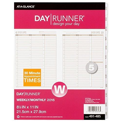 Day Runner Vertical Weekly Planner Refill 2016, 8.5 x 11 Inches Page Size