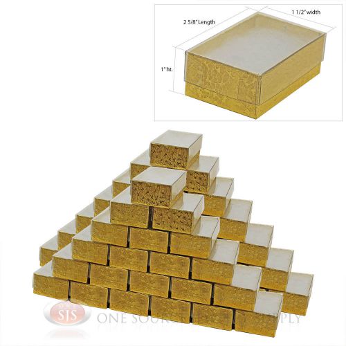 50 gold view top cotton filled jewelry gift boxes  2 5/8&#034; x 1 1/2&#034; for sale