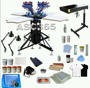 4 color 4 station screen printing kit plus flash dryer and dyi tools