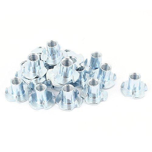 Uxcell® 20 pcs 4 prongs zinc plated tee t nut fastener m8 x 14mm for sale