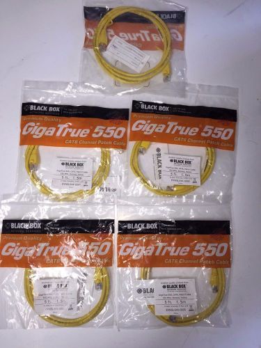 (LOT OF5) BLACK BOX GIGATRUE 550 CAT6 CHANNEL PATCH CABLE 5ft yellow