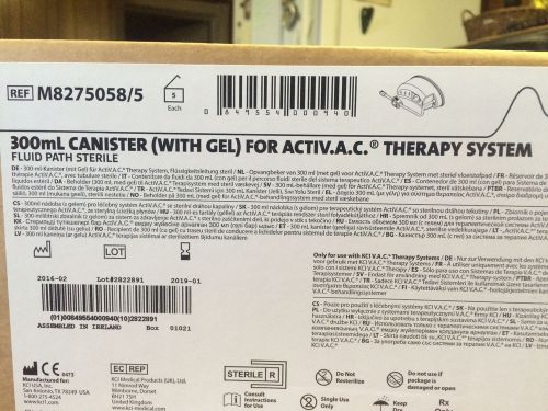 KCI 300 mL Canister w/gel for ActiVAC ActiV.A.C. Therapy System sealed box of 5