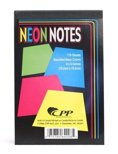 Carolina Pad Neon Note Tablet, Assorted Colors, 4 x 6 Inches, 170 Sheets (64008)