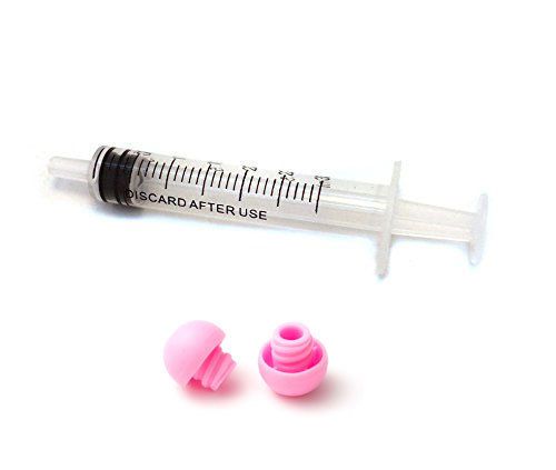 3ml SLIP Luer Syringes with caps - 50 white syringes 50 PINK Caps (No needles)