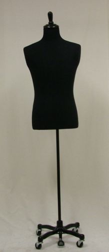 38&#034;33&#034;39&#034; TO 6 FT 2&#034; TALL BLACK MALE MANNEQUIN DRESS FORM + BLACK ROLLING BASE