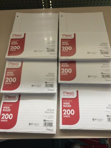 Filler Paper by Mead Wide Ruled 200 Sheets 6 Pack FREE SHIPPING!!!!