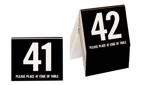 Plastic Table Numbers 41-60, Tent Style, Black w/white number, Free shipping