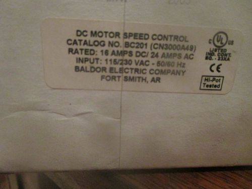 Baldor BC201 (CN3000A49) DC MOTOR SPEED CONTROL FACTORY SEALED