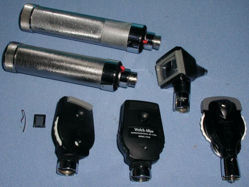 Lot of welch allyn otoscope &amp; ophthalmoscope heads handles 11600 11710 24000 115 for sale