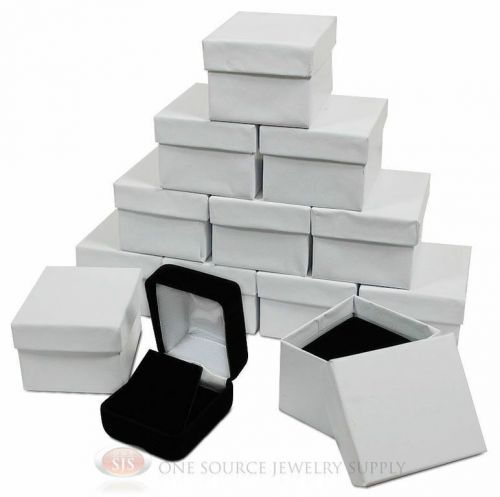 12 Piece Black Velvet Pendant Earrings Jewelry Gift Boxes 1 7/8&#034; x 2 1/8&#034;