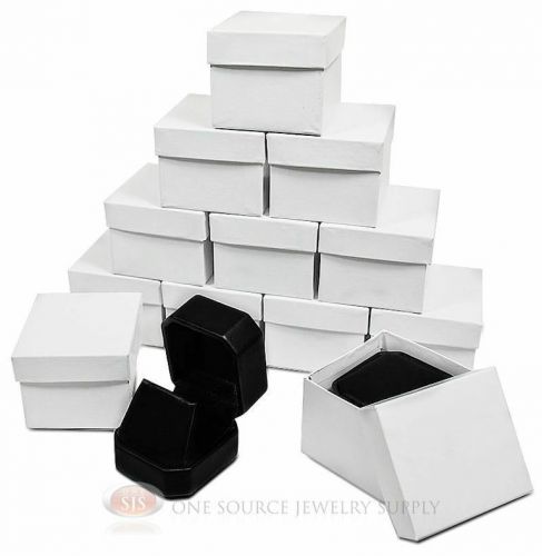 12 Piece Black Leather Pendant Earring Jewelry Gift Boxes 1 7/8&#034; x 2&#034; x 1 5/8&#034;