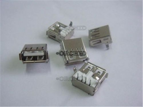20pcs usb type-a 90° right angle 4-pin female connector jacks socket pcb mount