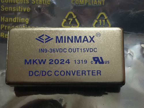 MKW2024 MINMAX 12 Watts DC to DC CONVERTER IN 9-36VDC, OUT 15VDC