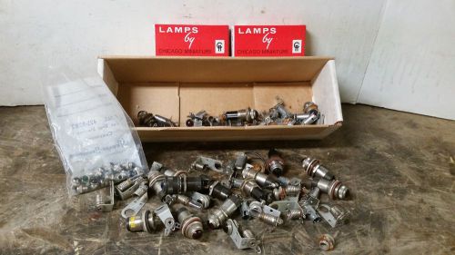 Large Lot of Vintage Panel Lights and Bulbs Various Shapes Sizes and Colors