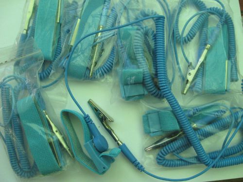 Lot of 7 new anti static antistatic esd adjustable wrist strap band blue for sale