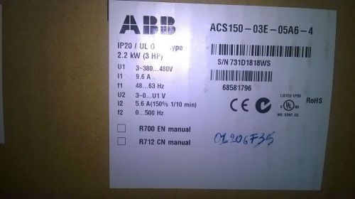 Vfd inverter drive abb 2.2kw acs150-03e-05a6-4 for sale