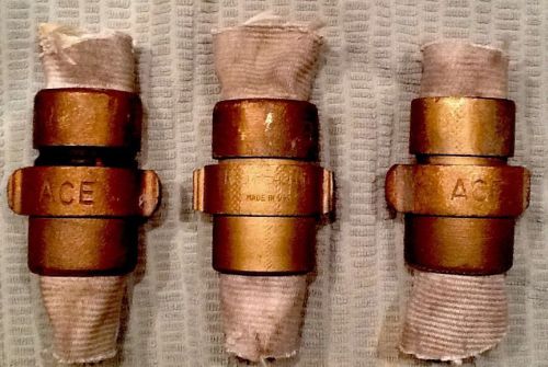 3 Brass Fire Hose Coupling Made In USA Ace Red Head NH