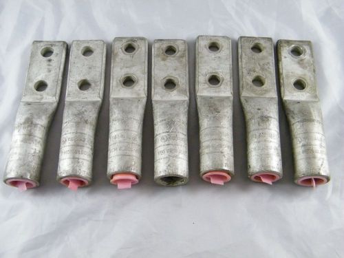 Lot of 7 ~ new ~ burndy 2 hole lug crimp connector ~ pink die ~ part # ya34a3 for sale