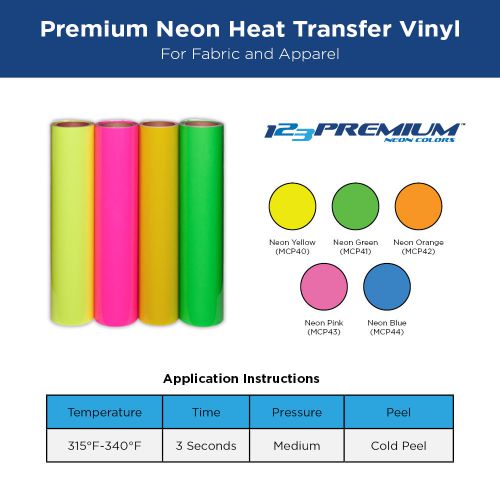 20&#034;x 5yds 123 premium heat transfer vinyl - neon for sale