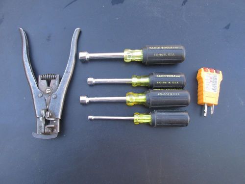 klein Tools  (4) new 630 nut drivers 1/2 - 7/16 -3/8 - 3/16 plus wire strippers