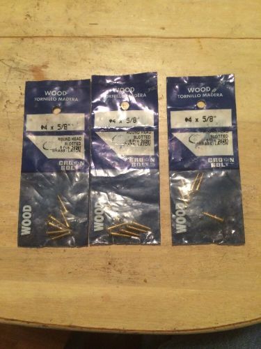 Wood Screws 3 Packages 17 Pieces #4x5/8&#034; Round Head Slotted