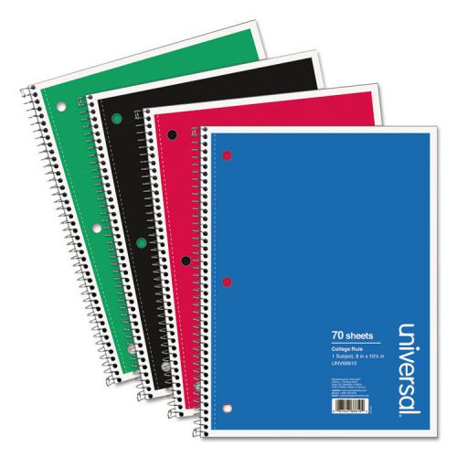 Universal Wirebound Notebook 8x10-1/2 College Ruled 70 Sheets Asst Color Cover