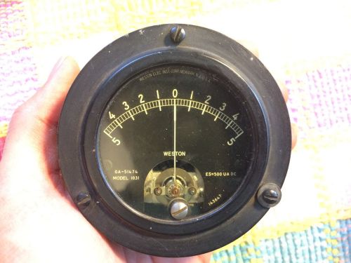 Vintage weston model 1031 dc meter kc gauge measures -5- 5 for sale