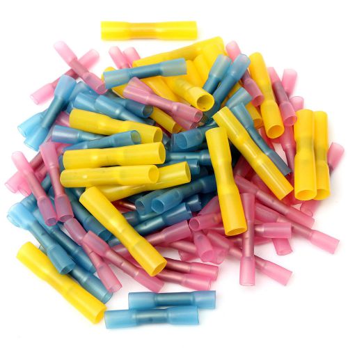 100pcs mixed heat shrink butt electrical crimp terminals wire cable connectors for sale